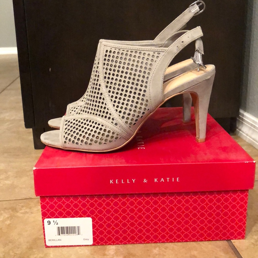 Gray bootie heels